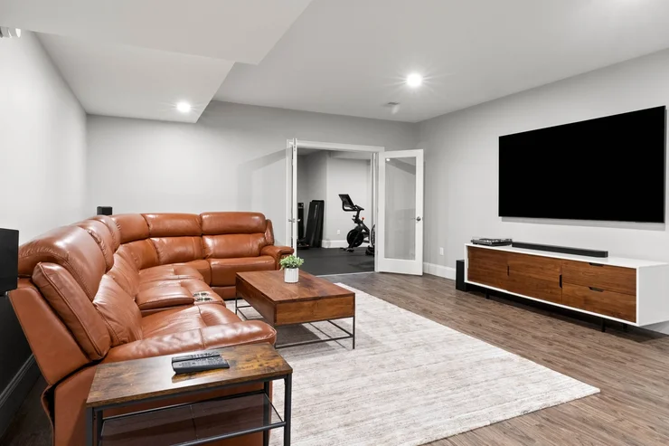 Basement Reimagined for Work, Fitness & Relaxation